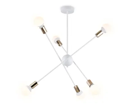 Подвесной светильник в стиле лофт TR80432/6 WH/GD белый/золото E27/6 max 60W D950*730
