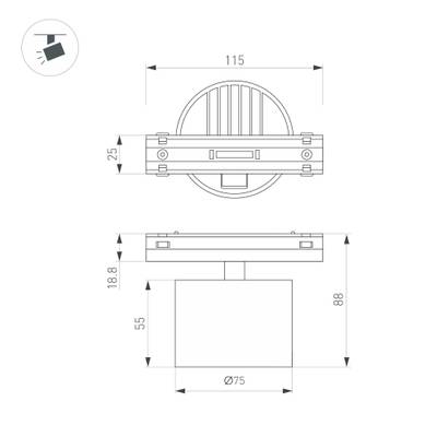 Светильник MAG-VIBE-POINT-R75-10W Day4000-MIX (WH, 24 deg, 48V, DALI) (Arlight, IP20 Металл, 5 лет)