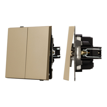 Механизм выключателя двухклавишный непроходной SWT-TENDO-MK02-SFPL-GD (230V, 10A) (Arlight, -)
