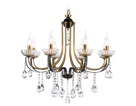 Подвесная люстра с хрусталем TR4953/8 BK/GD/CL черный/золото/прозрачный E14*8 max 40W D740*735