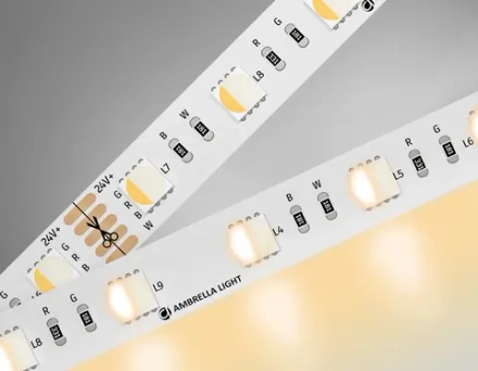 Светодиодная лента RGB с теплым белым светом GS4401 5050 60Led /10W m/ 24V IP20 RGBW+3000K/ 5000*10*1.87mm/ кратность резки 100mm (5 конт.)