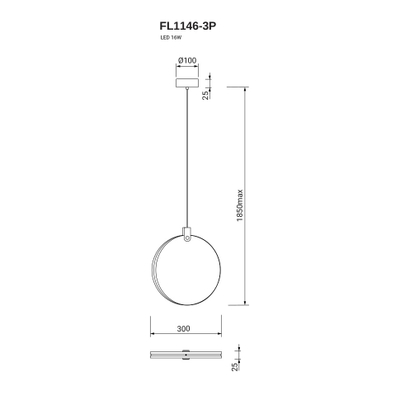 Подвесной светильник Sunrise FL1146-3P, LED