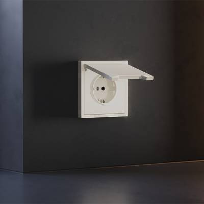 VLS000813 Накладка для розетки с заземлением, защитными шторками и крышкой, S70 (хлопок). (ТМ Maytoni)