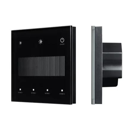 INTELLIGENT ARLIGHT Сенсорная панель SMART-DALI-301-11-1G-4SC-DIM-IN Black (BUS/24V, Touch, 2.4G) (IARL, IP20 Пластик, 5 лет)