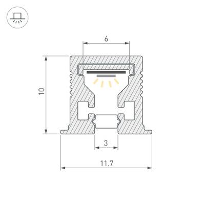 Профиль с экраном SL-MINI-3-H10-F12-2000 CHAMPAGNE GOLD (Arlight, Алюминий+пластик)