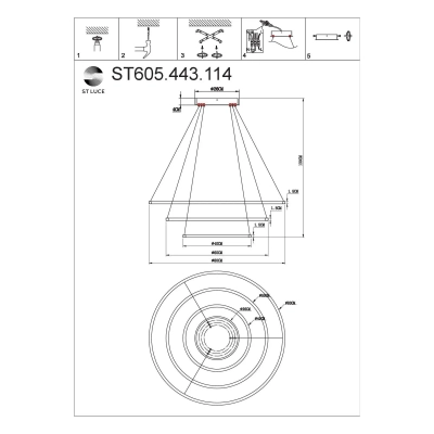 ST605.443.114 Светильник подвесной ST-Luce Черный/Белый LED 1*114W 4000K