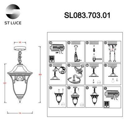 SL083.703.01 Светильник уличный подвесной ST-Luce Кофейный/Кофейный, Прозрачный E27 1*60W