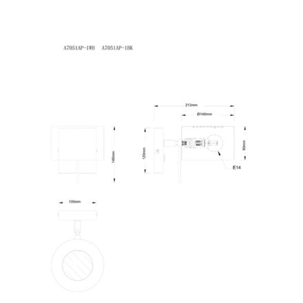 Бра Arte Lamp SEBASTIAN A7051AP-1BK, 1хE14