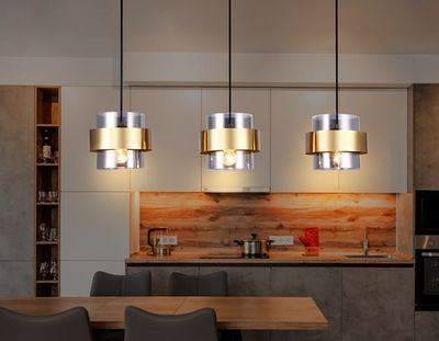 Подвесной светильник со сменной лампой TR3652/3 GD/SM золото/дымчатый E27/3 max 40W 820*180*700