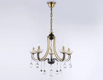 Подвесная люстра с хрусталем TR4952/5 BK/GD/CL черный/золото/прозрачный E14*5 max 40W D620*670