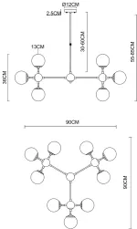 Люстра на штанге Arte Lamp BOLLA A1664SP-12BK, 12хE14