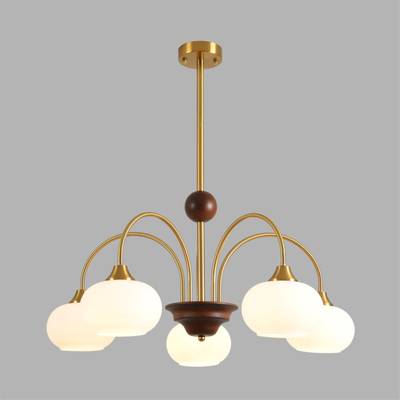 8323/5C MODERNI LN латунь/белый, металл/стекло/дерево Люстра потолочная E27 5*60W 220V LARINA