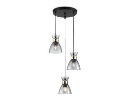 Светильник подвесной TR3408/3 BK/FGD/SM черный/золото/дымчатый E27/3 max 60W D345*1000