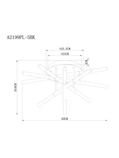 Потолочная люстра Arte Lamp FERNANDO A2199PL-5BK, 1хLED