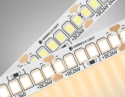 Светодиодная лента GS3401 2835 240Led/ 20W m/ 24V IP20 3000K/ 5000*10*1.2mm/ кратность резки 25mm (2 конт.)
