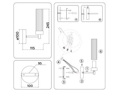 Светильник настенный LH55154 CH/CL хром/прозрачный E14 max 40W 155*100*245