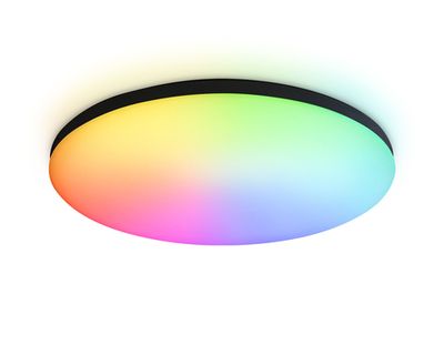 Потолочный светодиодный светильник с Wi-Fi Яндекс Алисой/Tuya/Smart Home/Alexa FZ2004 BK черный IP54 20W 3000K-6500K+RGB D300*55 (ПДУ ИК)