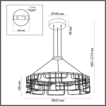 7060/44L HIGHTECH ODL26 287 светильник нерж/сталь золото IP20 LED 44W 3960Лм 3000K 220V ZAHA