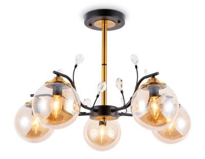 Подвесная люстра TR9072/5 BK/TI черный/янтарь E14 max 40W D620*420