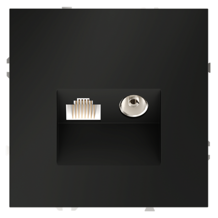VLS060708 Розетка телевизионная встраиваемая VOLTUM S70 TV+RJ45 кат. 6, (черный матовый). (ТМ Maytoni)