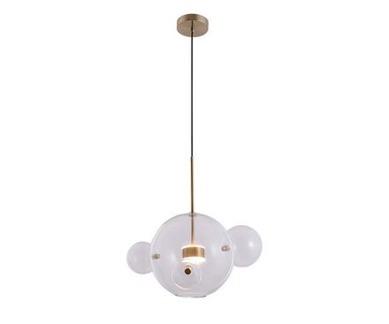 07545-4,21(36) Подвес Галла прозрачный (цвет корпуса латунь) w40*45 h200 Led 14W (3000К)