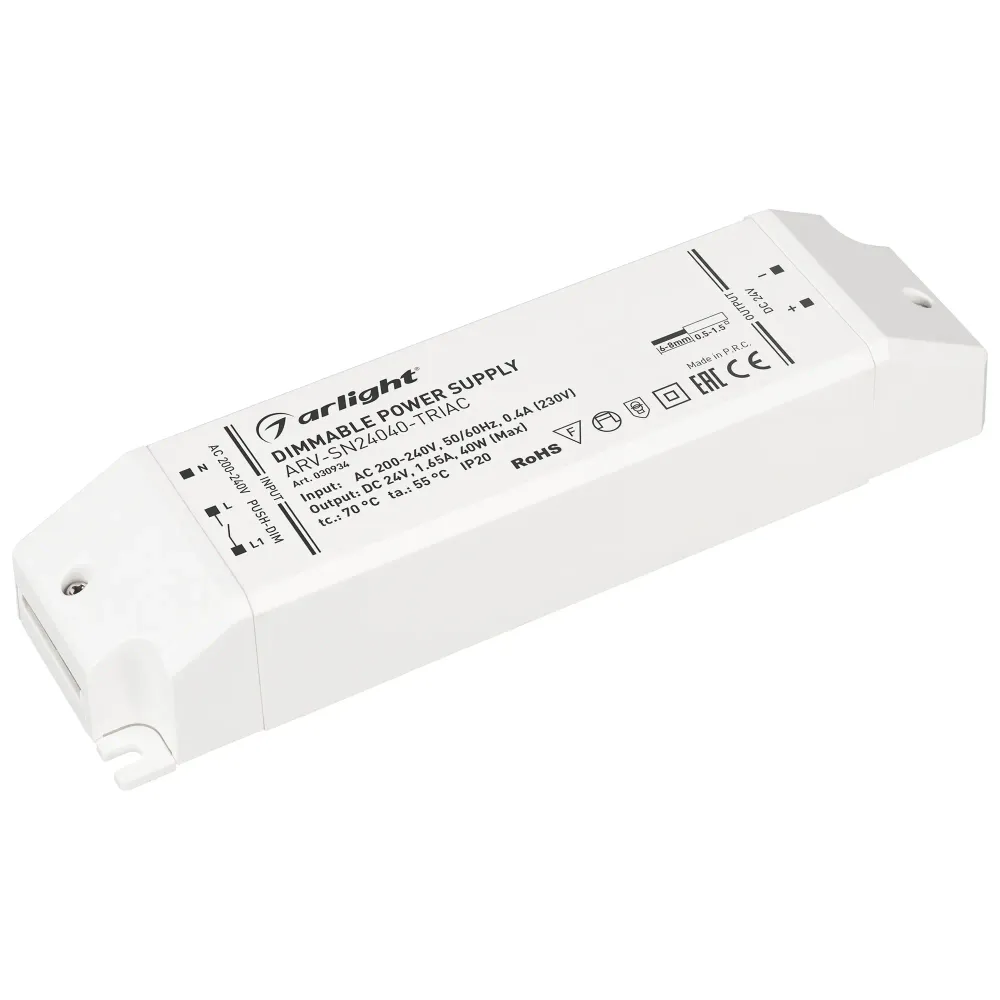 Блок питания ARV-SN24040-TRIAC (24V, 1.65A, 40W) (Arlight, IP20 Пластик, 3 года) Блок питания ARV-SN24040-TRIAC (24V, 1.65A, 40W) (Arlight, IP20 Пластик, 3 года)