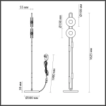 5407/23FL MODERN ODL_EX24 101 черный/золотой/металл/стекло Торшер LED 23W 3000K 1940Лм MAGNET