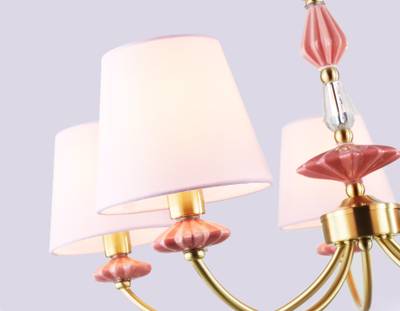 Светильник подвесной LH75024/5 GD/PI золото/розовый E14/5 max 40W D700*780