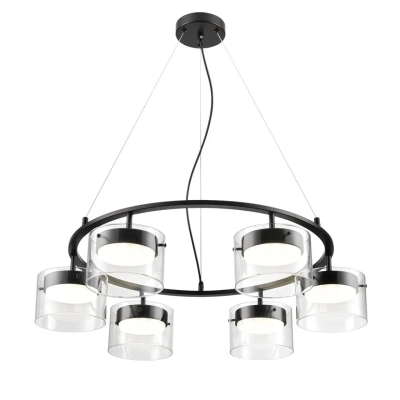 8232/6 COMFI LN26 230 черный/прозрачный, металл/стекло Светильник подвесной LED GX70 6*10W 220V NATALINA