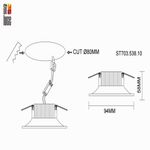 ST703.538.10 Св-к встр. Белый LED 1*10W 3000K 900Lm Ra&gt;90 38° IP20 D85xH75 170-240V