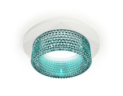 Комплект встраиваемого светильника с композитным хрусталем XC6512043 SWH/BL белый песок/голубой MR16 GU5.3 (C6512, N6153)