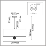 8108/7C MODERNI LN26 182 латунь титаниум/серый, металл/текстиль/стекло Люстра потолочная E14 7*40W 220V DAMONA