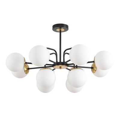 8375/12C MODERNI LN черный/латунь/белый, металл/стекло Люстра потолочная E27 12*60W 220V ELRONA