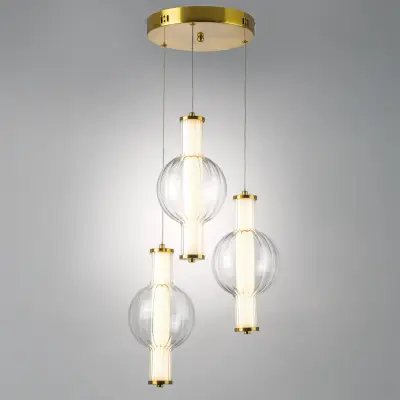 800133 Люстра BOTTO LED 3х6W 1820LM ЛАТУНЬ/ПРОЗРАЧНЫЙ/БЕЛЫЙ 3000K Lightstar