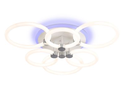 Светильник светодиодный потолочный FA3844/3+3 WH белый 102W 3000K-6400K+RGB D670*115 (ПДУ РАДИО 2.4G)