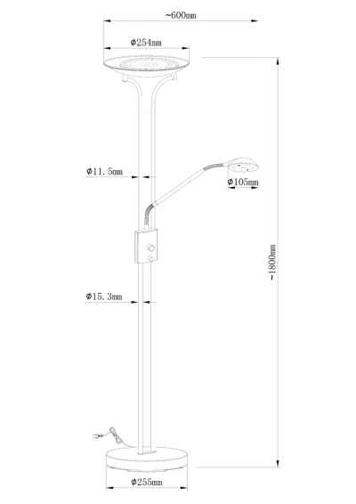 Торшер Arte Lamp DUETTO A4329PN-2PB, 1хLED