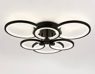 Светильник потолочный светодиодный с пультом FA4092/3+3 BK черный 100W 3000K+6400K/4200K/6400K+3000K 620*570*120 (ПДУ ИК)