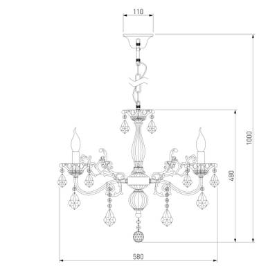 Подвесная люстра с хрусталем в классическом стиле 3281/5 белый с золотом / тонированный хрусталь, E14х5