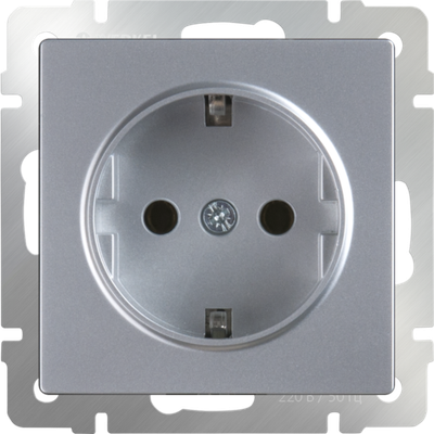 Розетка с заземлением  (серебряный) WL06-SKG-01-IP20