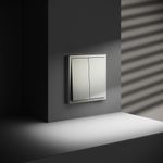 VLS020605 Выключатель с самовозвратом встраиваемый VOLTUM S70 двухклавишный 10А, (сталь) (ТМ Maytoni)