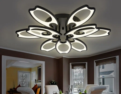 Потолочный светодиодный светильник с пультом FA581/6+3 BK черный 162W 700*640*120 (ПДУ РАДИО 2.4G)