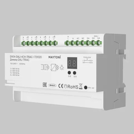 Диммер DALI DT6 четырёхканальный TRIAC 230В DIN 800Вт, 721020. TM Maytoni