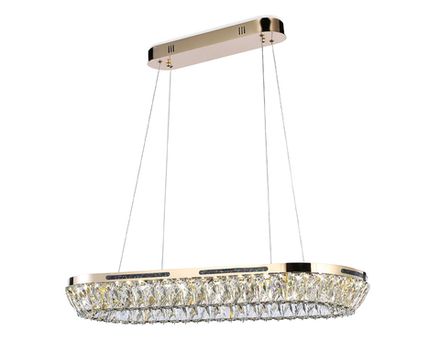 Подвесная светодиодная люстра с хрусталем TR5025 FGD/CL золото/прозрачный 3000K/4200K/6400K 61W 800*300*440 (Без ПДУ)