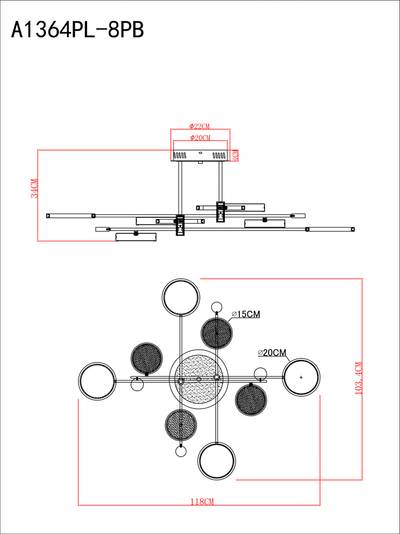 Потолочная люстра Arte Lamp HOLLY A1364PL-8PB, 1хLED