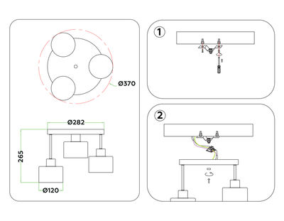 Подвесной светильник в стиле лофт TR8121/3 BK/BS черный/латунь E27*3 max 40W D370*265