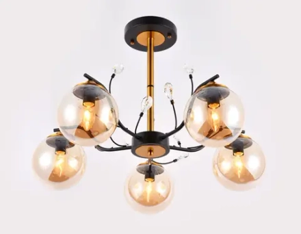 Подвесная люстра TR9072/5 BK/TI черный/янтарь E14 max 40W D620*420
