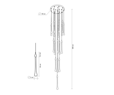 07860-18A,36 Люстра каскадная Асмер латунь d50 h300 Led 54W (3000k)