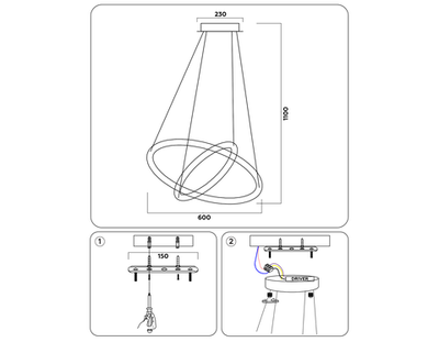 Подвесной светодиодный светильник с пультом FL407 WH белый 84W D600*1100 (ПДУ РАДИО 2.4)