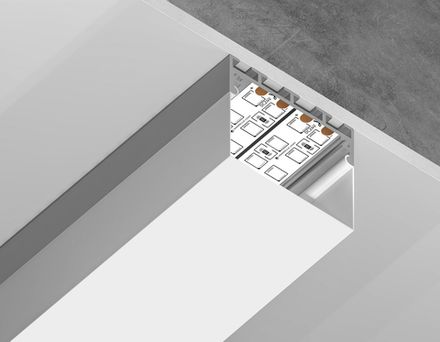 Алюминиевый профиль накладной/подвесной "Profile System" GP3070AL серебро 2000*45*42, 2 заглушки, 4 крепления в комплекте (для ленты до 33,4мм)