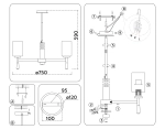 Светильник подвесной LH56263/7 BS/FR латунь/белый матовый E27/7 max 60W D750*590